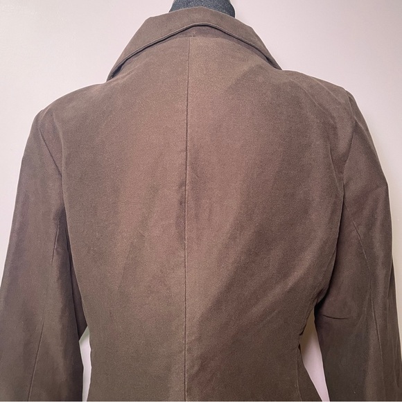 Djerf Avenue- Moleskin Blazer Brown Size Medium Fitted Cropped Cotton Jacket - Picture 12 of 14